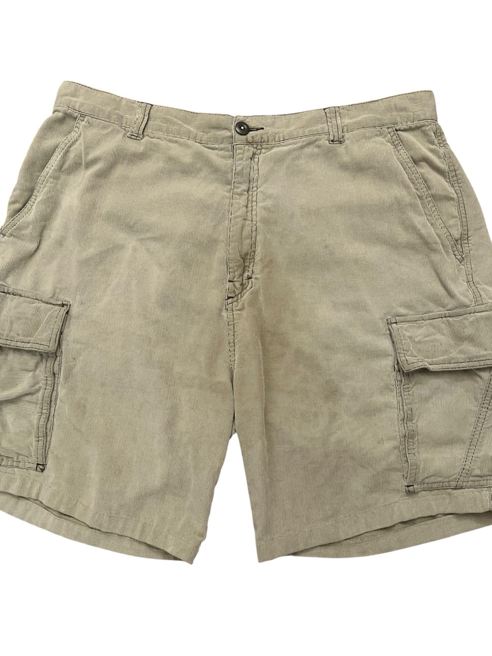 OP Ocean Pacific Corduroy Cargo Shorts Mens Size 38 Flat Front Beige VTG Y2K